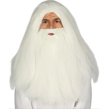 Karnevalová paruka GUIRCA Pánská paruka s vousy bílá dlouhé vlasy a vousy