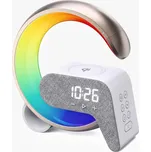 IMMAX LED relaxační lampička FLAMINGO s QI nabíjením, budík, RGB, USB výstup, zlatá