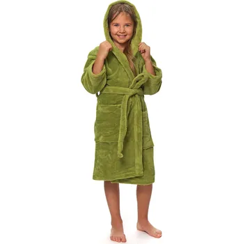 Dámský župan Interkontakt Dětský župan s kapucí Olive Green 4 roky