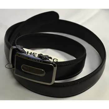 Spona na kravatu Pánský kožený opasek vzor N056 - černý - černá/125 cm