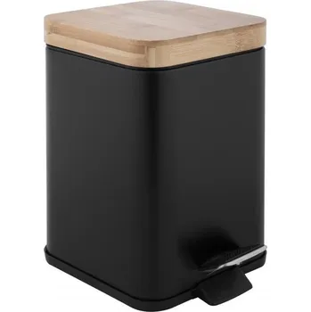 Odpadkový koš DuraHome Koš na odpadky Loreto 43945, 3 l, čtverec, bambusové víko, černý