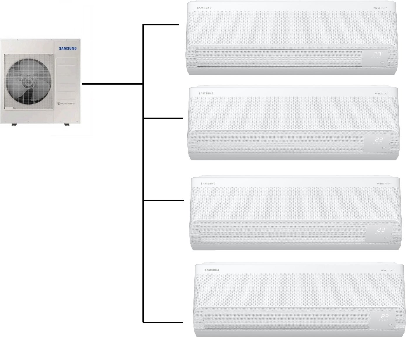 Klimatizace Samsung Elite S2 1+4 ( 2kW + 2kW + 2,5kW + 2,5kW ) Multisplit R32 včetně montáže