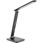 Solight LED stolní lampička s displayem, 9W, volba teploty světla, kůže, černá
