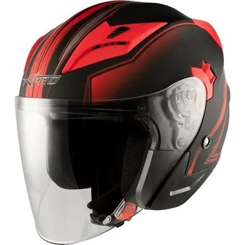 Helma na motorku A-PRO YORK RD MT červená otevřená jet přilba ,XL