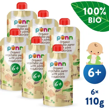 Dětská výživa SALVEST Ponn BIO Vepřová panenka se zeleninovým pyré 6× 110 g