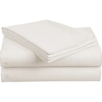 Prostěradlo TEXTILOMANIE Bavlněné prostěradlo Slub 140 × 240 cm 100 % bavlna, krémové