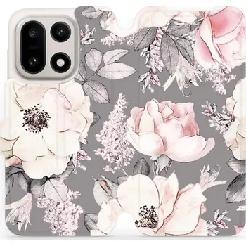 Mobiwear Flip pouzdro pro OnePlus 15 květy na šedé