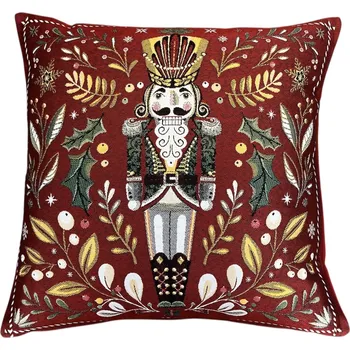 Povlečení Home of Christmas Žakárový vánoční povlak na polštář s motivem Louskáček 50 × 50 cm