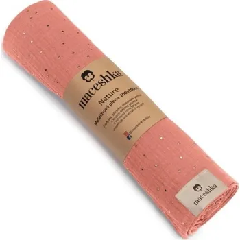 látková plena Maceshka Mušelínová plena Nature se zlatým puntíkem Marsala