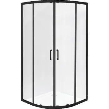 BESTECO Čtvrtkruhový sprchový kout HAMMER BLACK 100x100x190 cm, čiré sklo, černý profil