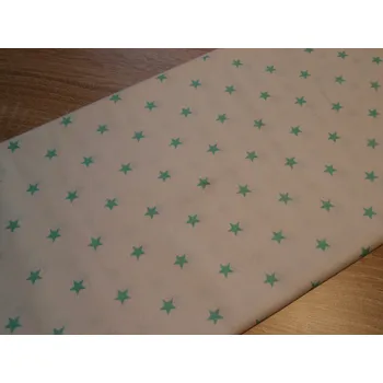 Pro útulný domov bavlněná látka BÍLÁ zelené hvězdičky