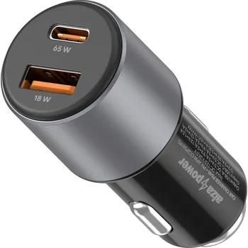 AlzaPower Car Charger P540 USB-A + USB-C Power Delivery 65W šedá