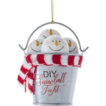 Vánoční dekorace KURT ADLER Vánoční ozdoby - kyblík se sněhovými koulemi