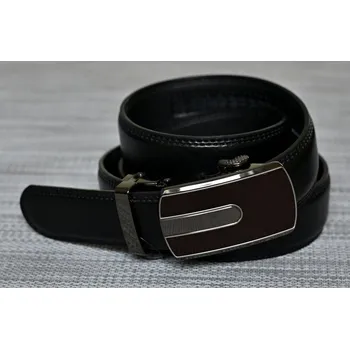 Spona na kravatu Pánský kožený opasek vzor N008 - černá barva. - černá/125 cm