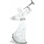 DECOLED 3D LED svítící anděl venkovní s trubkou 50 cm, ledově bílý s FLASH, na baterie 3× AA, 40 LED, IP44