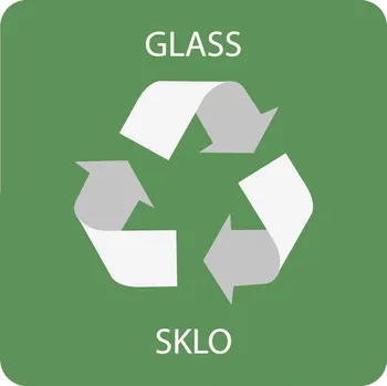 Odpadkový koš Alda Samolepka pro odpadkový koš pro tříděný odpad - SKLO, zelená, 17,5 × 17,5 cm
