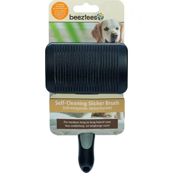Péče o srst a drápky Beeztees Samočisticí kartáč pro psy velký 19 × 10,5 × 5 cm, černý/šedý