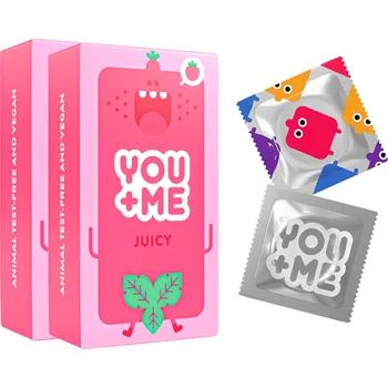 Kondom YOU ME Juicy kondomy se šťavnatým jahodovým aroma, 2× 12 ks