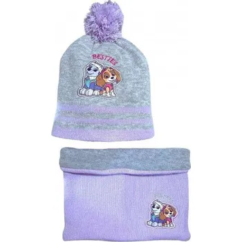 Pokrývka hlavy Tlapková patrola aw24 54879 - zimní čepice a nákrčník, fialovo - šedá, vel. 52