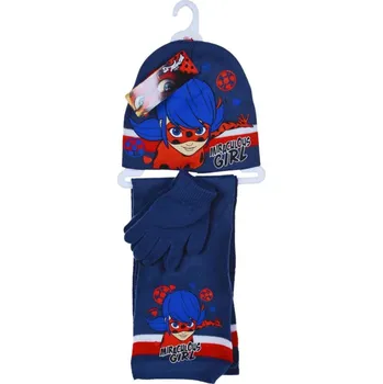Pokrývka hlavy Kouzelná beruška - souprava šála, čepice a rukavice, tm. modrá, 52