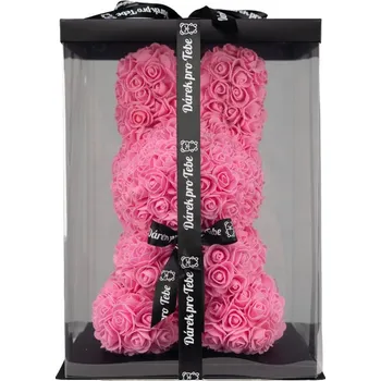 Hračka Medvídárek králíček z růží dárkově balený, 40 cm, růžový