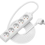 AlzaPower prodlužovací přívod 230V 5 zásuvek 5m bílý