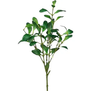 LAALU Vánoční dekorace - větvička jmelí s bobulemi 53 cm zelená