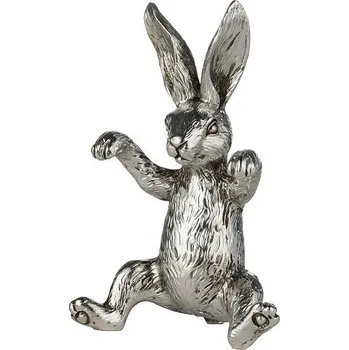 Velikonoční dekorace LENE BJERRE Velikonoční dekorace - Králík sedící/visící stříbrný, 7 x 14 cm