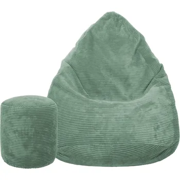 Sedací pytel TopKing Sedací vak + podnožník XL manšestr Lincoln, mátový, 125 cm