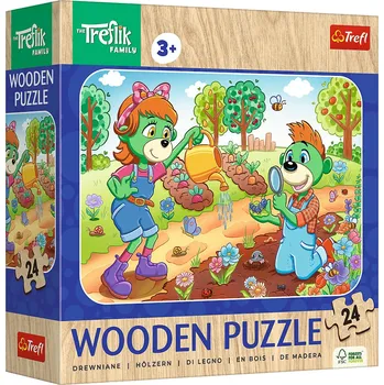 Puzzle TREFL Dřevěné Treflíci: Seznamte se s rodinou Treflíků 24 dílků