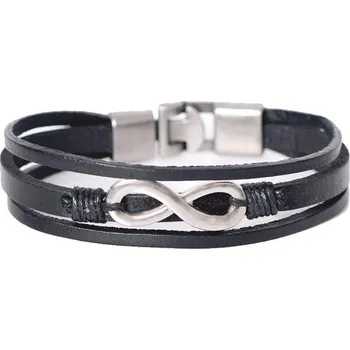 Náramek Predator Q1 Kožený náramek – nekonečno černý SLPG1588 - 18cm
