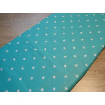 Pro útulný domov bavlněná látka TYRKYSOVÁ bílé hvězdičky