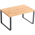 MSV Volně stojící polička Elie, do kuchyně, černá, ocel, bambus