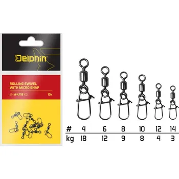 Delphin Rolling Swivel with Micro Snap Velikost 10, 8 kg 2 × 10 ks