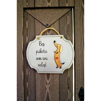 Dekorace z Řečice Dřevěná cedulka jezevčík hnědý