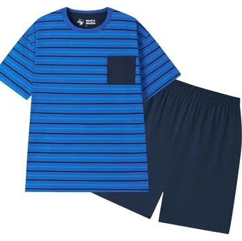 Pánské pyžamo Letní pánské pyžamo Wolf & Wolfie S2675B modré