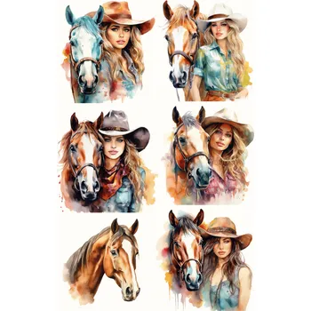 Jedlá dekorace na dort Jedlý tisk - Kovbojky s koňmi A4 Jedlý papír