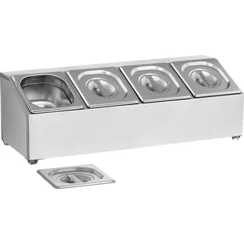 Royal Catering Stojan na 4 × GN1/6 cateringové nádoby + 4 × nádoby