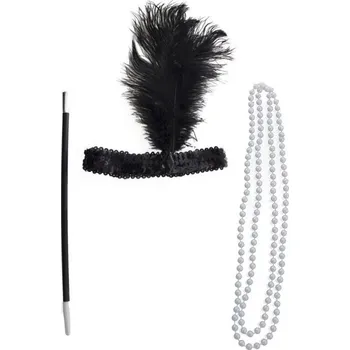 Karnevalový doplněk FUNNYFASHN - party Sada charlestone černá - mix - 3 ks