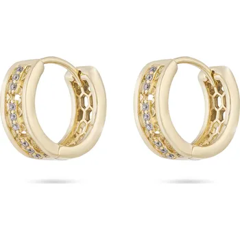 Šperk Biju Pozlacené náušnice 14K kroužek s ozdobnými ornamenty a zirkony 1002440