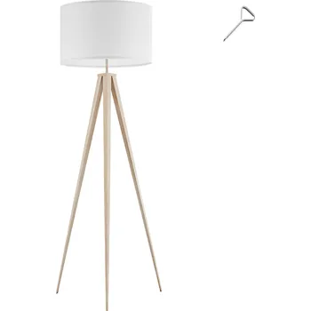 Žárovka TecTake Stojací lampa Lunaris, textilní stínidlo, trojnožka, hnědá