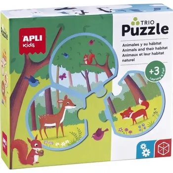 Puzzle Apli Puzzle Trio zvířátka a jejich životní prostředí