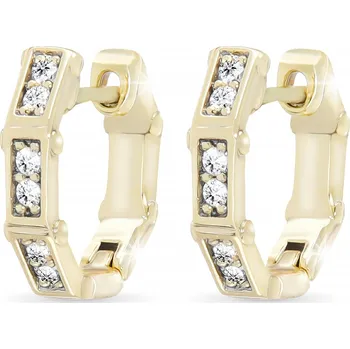Náušnice Biju Pozlacené náušnice 14K kroužek, hranatý kroužek se zirkony 1002796