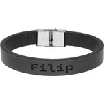 Ewena Kožený náramek černý se jménem Filip