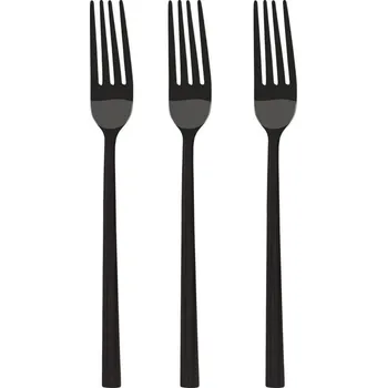 Příbor DuraHome Vidlička jídelní PIANO, 3 ks, lesklá, černá