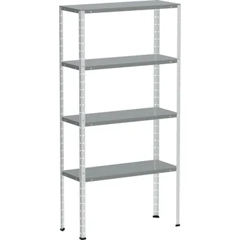 Dílenský regál Kovona kovový regál, 145 × 75 × 30 cm, 4 police, bílý