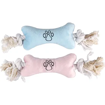 Flamingo Wessel Hračka pro štěňata Kost s lanem 40 cm