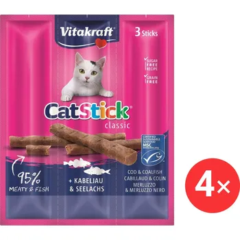 Pamlsek pro kočku Vitakraft Cat Stick pochoutka treska/treska tmavá, 3 × 6 g 4 ks