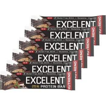 Nutrend EXCELENT Bar double, 6 x 85 g, čokoláda+nugát s brusinkami
