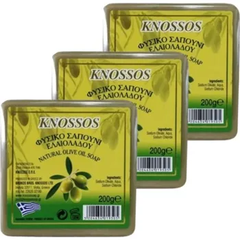 Péče o ruce KNOSSOS Řecké olivové mýdlo přírodní zelené 200 g, 3 ks